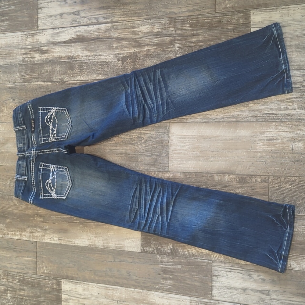 COWGIRL TUFF "Edgy" bootcut med wash rodeo jeans Style #JEDGYJ sz 26x33L EUC - Picture 11 of 16